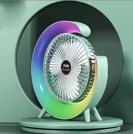 Mini ventilator de birou rotund cu LED RGB