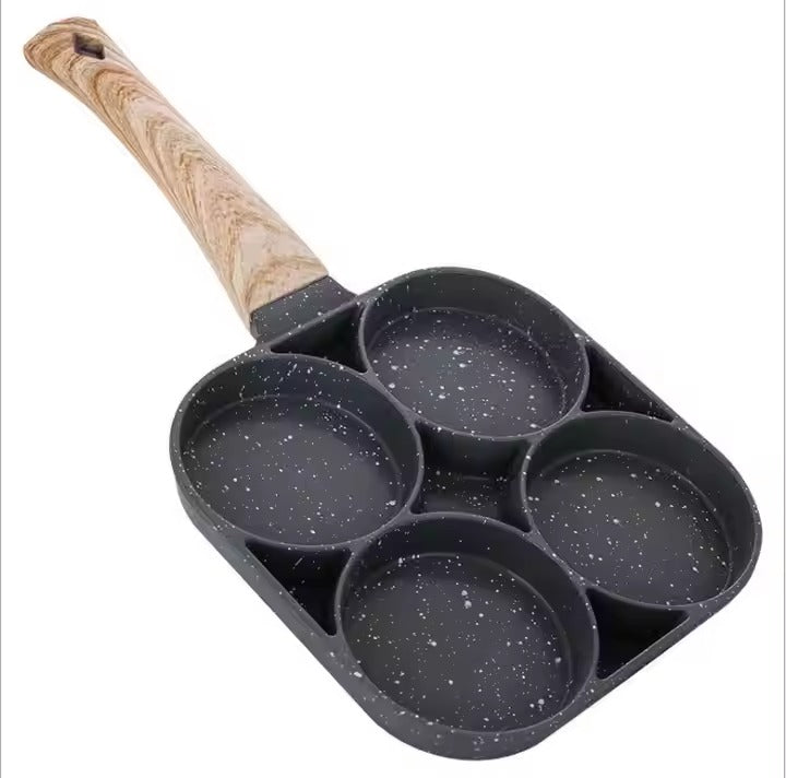 Tigaie din aluminiu antiaderenta pentru oua si clatite cu maner de lemn