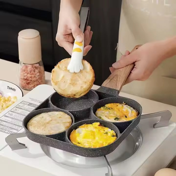 Tigaie din aluminiu antiaderenta pentru oua si clatite cu maner de lemn
