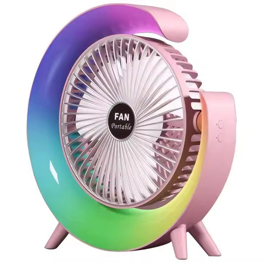 Mini ventilator de birou rotund cu LED RGB