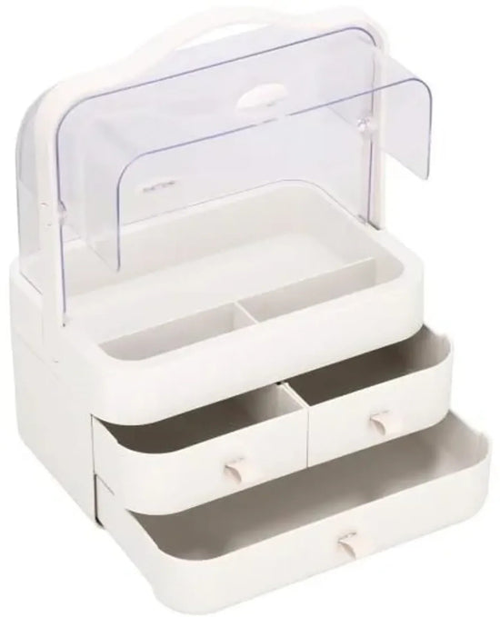 Organizator cosmetice, plastic, 3 niveluri, 3 sertare