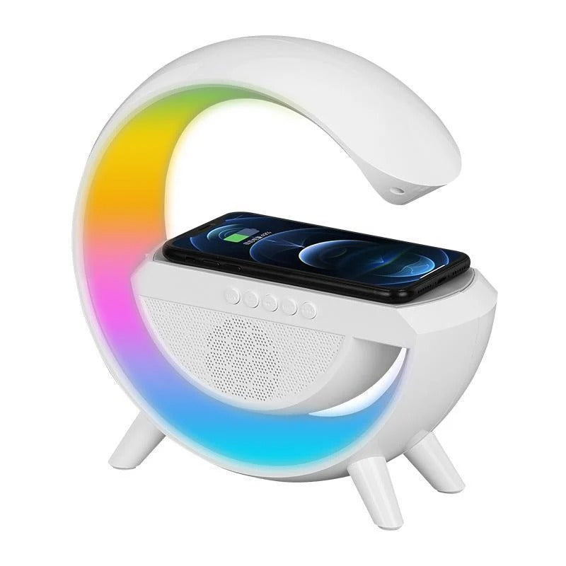 Statie Incarcare Wireless 3 in 1 cu Lampa RGB și Boxa Bluetooth
