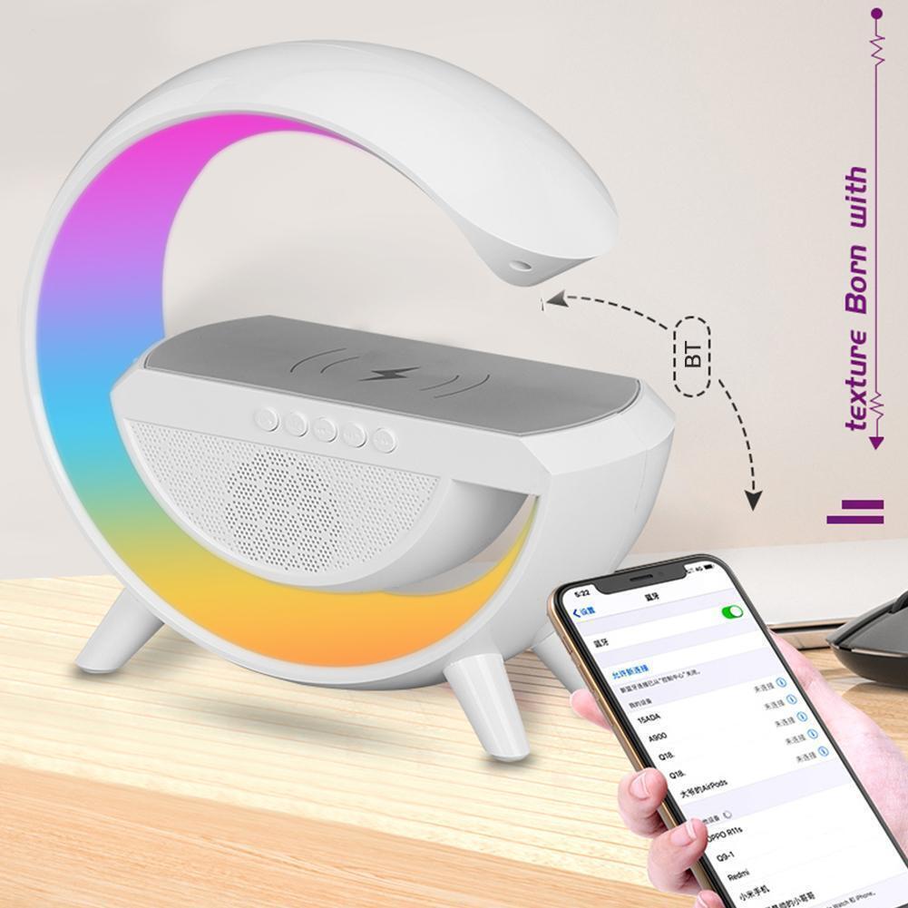Statie Incarcare Wireless 3 in 1 cu Lampa RGB și Boxa Bluetooth