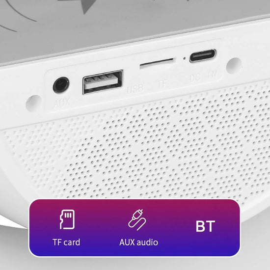 Statie Incarcare Wireless 3 in 1 cu Lampa RGB și Boxa Bluetooth