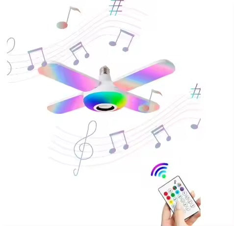 Bec cu patru brate, lumina multicolora, functie muzicala prin bluetooth si cu telecomanda inclusa