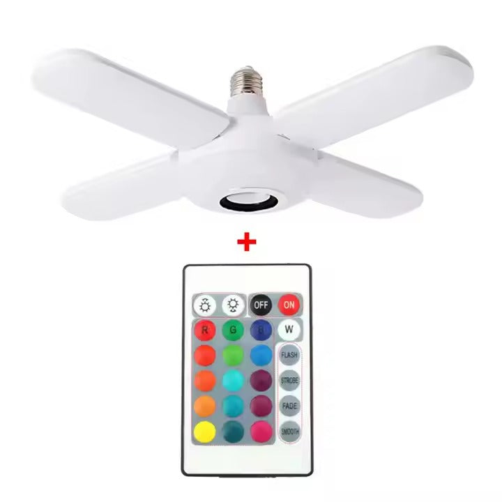 Bec cu patru brate, lumina multicolora, functie muzicala prin bluetooth si cu telecomanda inclusa