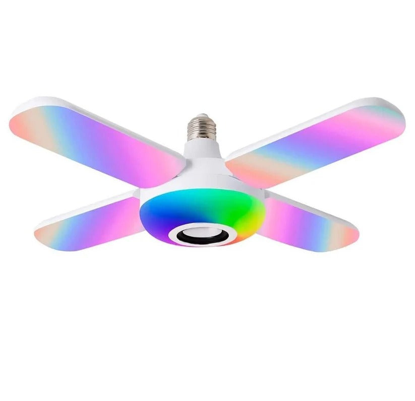 Bec cu patru brate, lumina multicolora, functie muzicala prin bluetooth si cu telecomanda inclusa