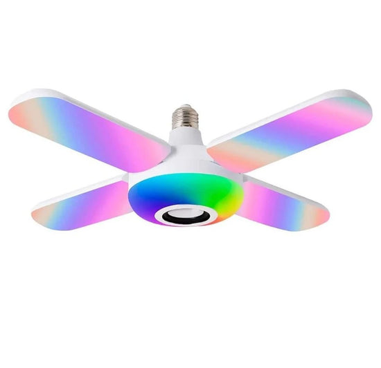 Bec cu patru brate, lumina multicolora, functie muzicala prin bluetooth si cu telecomanda inclusa